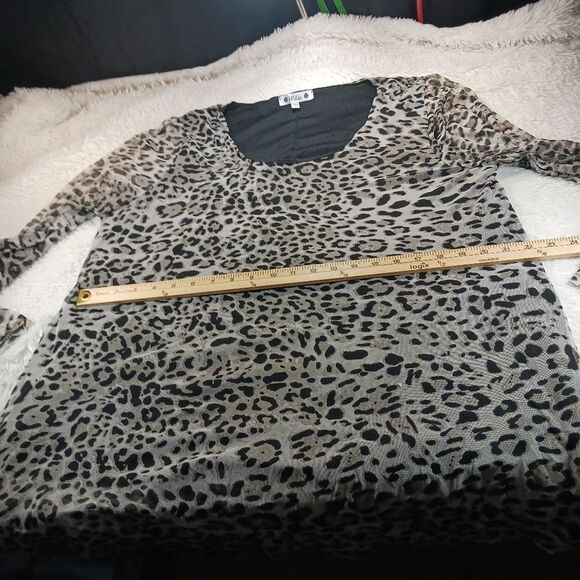 Wilde Cheetah Print Sheer Lined Scoop Neck Tunic/Blouse Long Bell Sleeve 3X VNTG - Picture 9 of 12